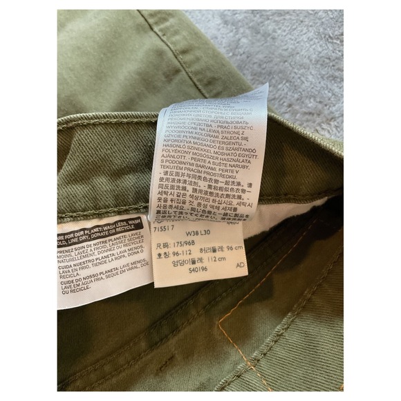 Levi's 513 Men's Slim Straight Jeans Olive Green Size 38x30 - Picture 2 of 5